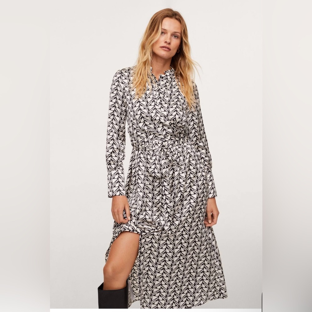 Mango Belt Printed Dress